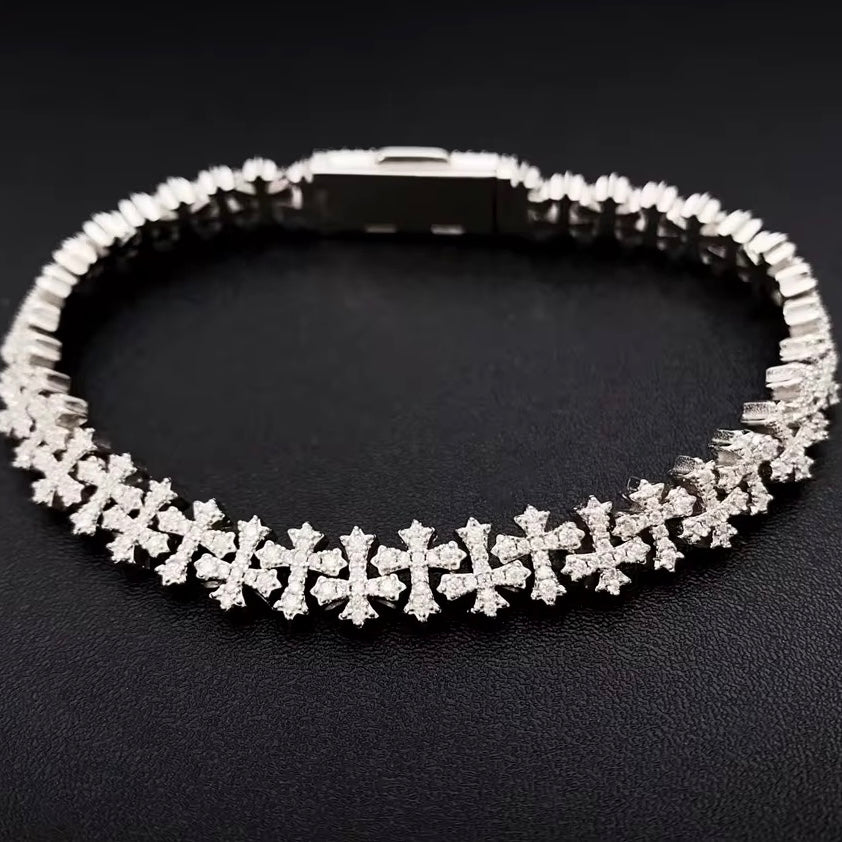 Moissanite Cross Link Bracelet
