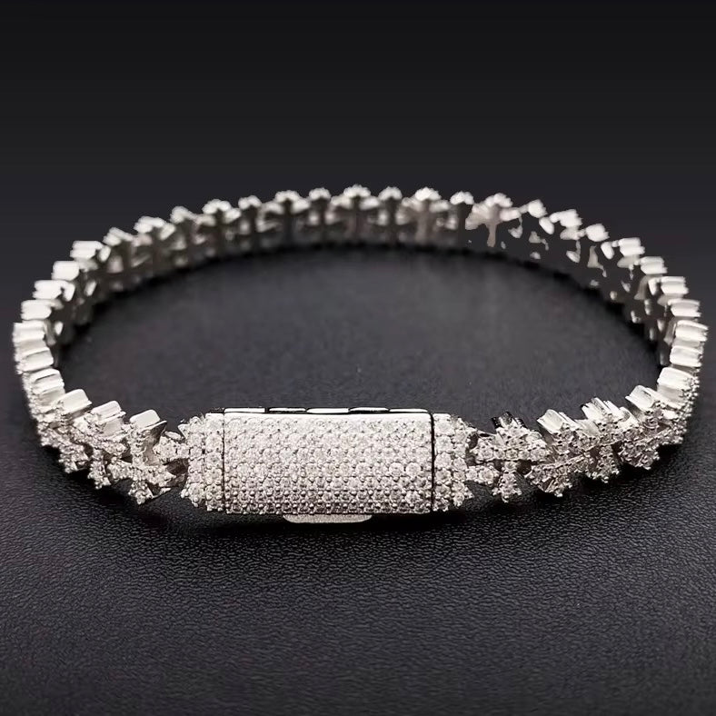 Moissanite Cross Link Bracelet