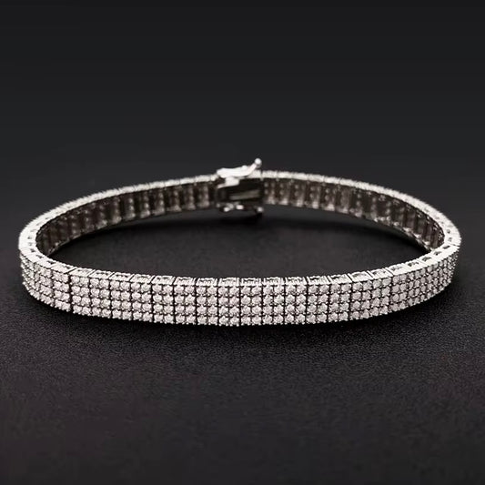 Moissanite 3-Row Cluster Bracelet