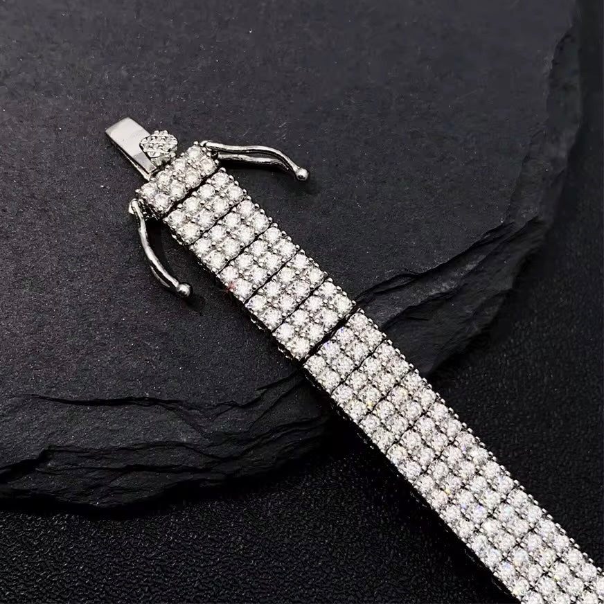 Moissanite 3-Row Cluster Bracelet