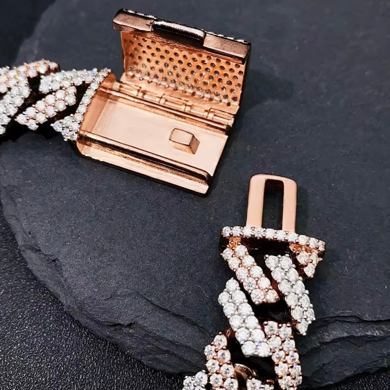 Moissanite 2-tone Cuban Link Bracelet