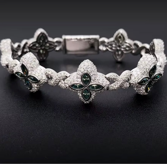 Moissanite Infinity Link Clover Bracelet