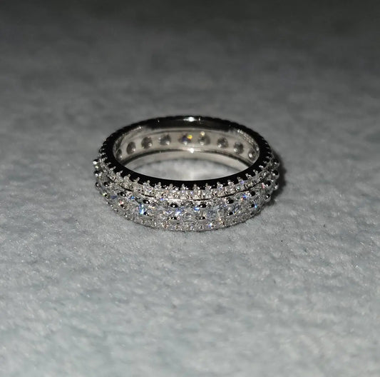 Moissanite Royal Triple Row Eternity Ring Korusto